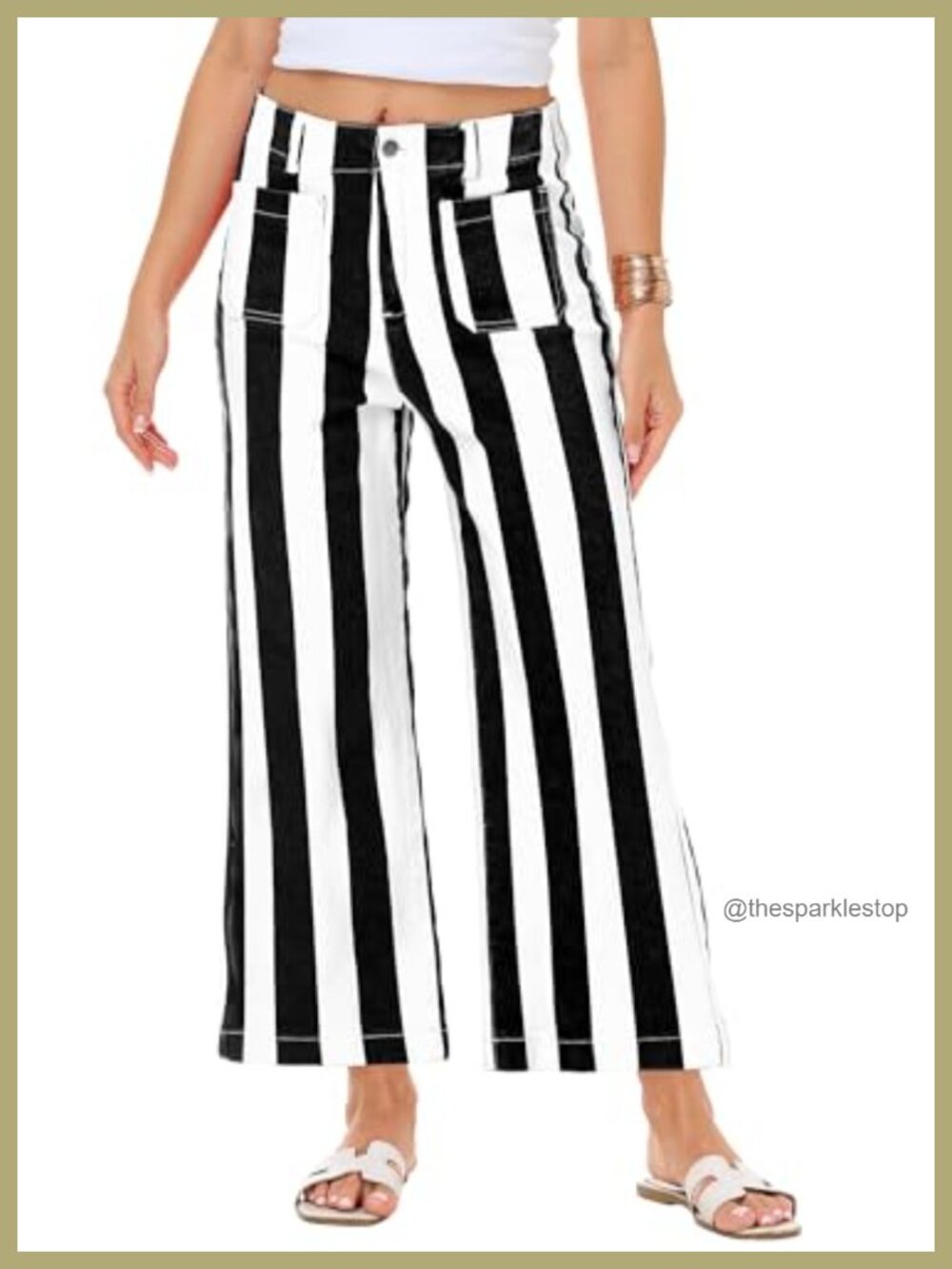 High Waist Cropped Wide Leg Stretchy Jeans with Pockets